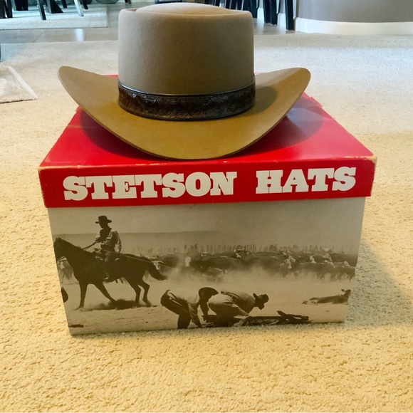 Vintage Stetson Revenger Western Hat -  4X Beaver - Color Acorn - 7-3/8 Large - Picture 6 of 12